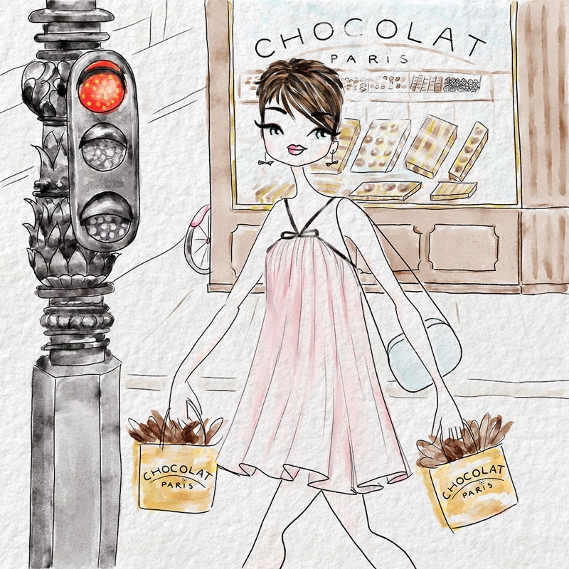ilustration-chocolat-paris-woman-street-editorial