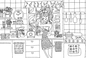 download coloring book page illustration by Paula Romani