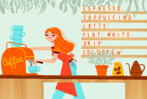 Barista-woman-specialty-coffee-branding-illustration-packaging